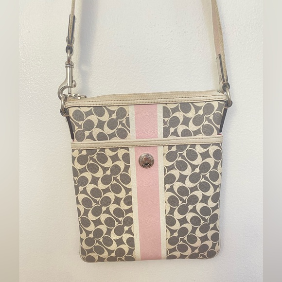 Coach - Messenger Crossbody Bag in Pink/Grey/White Colorblock Signature Canvas - Picture 3 of 13